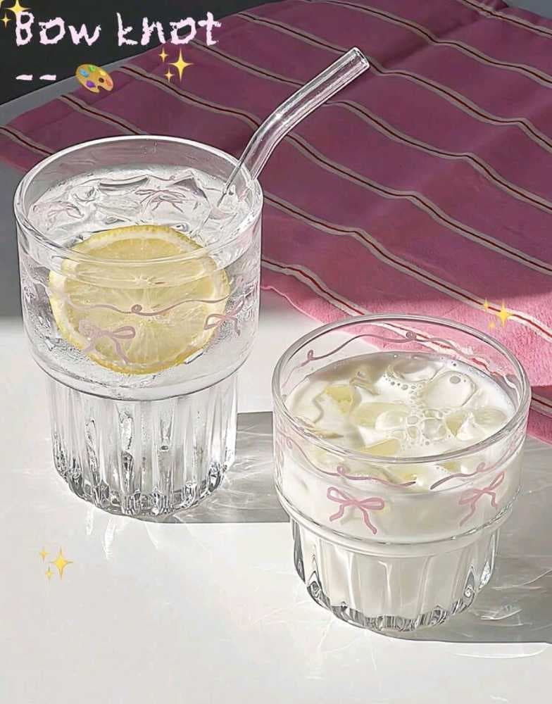 أكواب زجاجية بناتية لطيفة 2 احجام