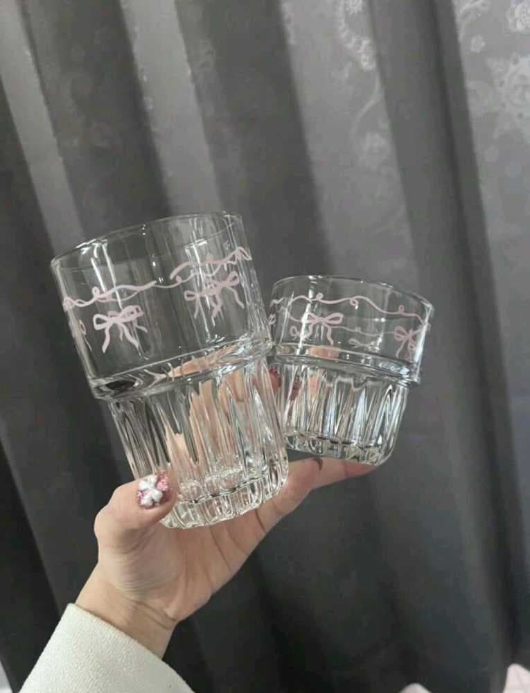 أكواب زجاجية بناتية لطيفة 2 احجام