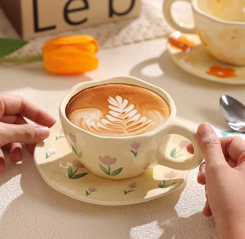 أكواب زخارف صفراء صغيرة بالصحون 250 ملي 