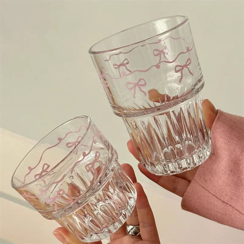 أكواب زجاجية بناتية لطيفة 2 احجام