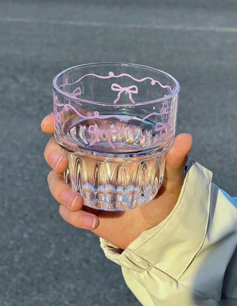 أكواب زجاجية بناتية لطيفة 2 احجام